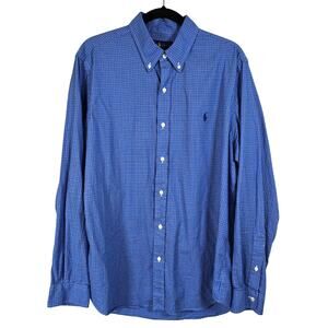 Ralph Lauren Shirt Men's L Blue Plaid Classic Workwear Corporate Casual Office